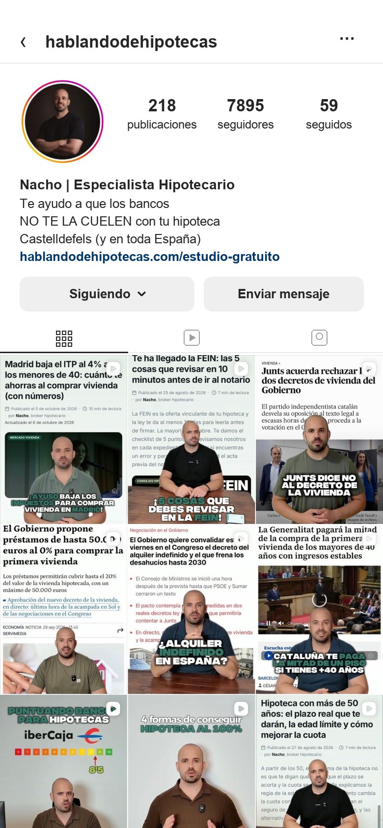 Perfil de Instagram de Hablando de Hipotecas