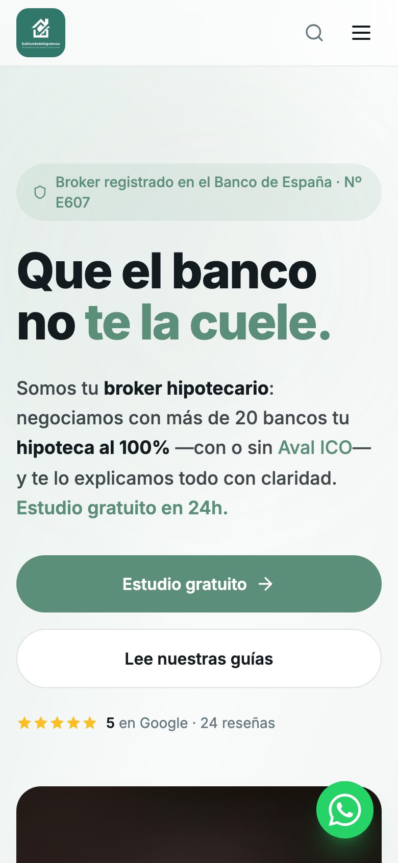 Web de Hablando de Hipotecas en móvil